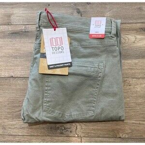 Topo Designs Dirt Pants Classic Mens 34X32 Stretch 5 Pocket Dried Sage Hiking